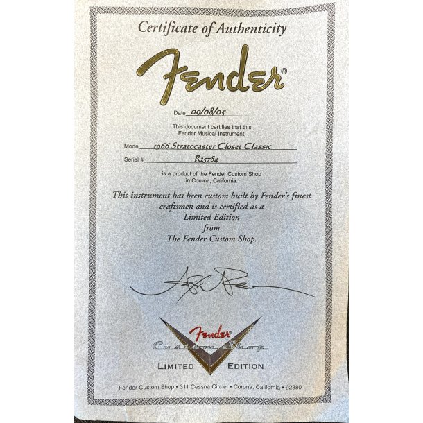 (USED) Fender Custom Shop '66 Closet Classic Reissue Firemist Silver Metal Stratocaster Ltd 2005 